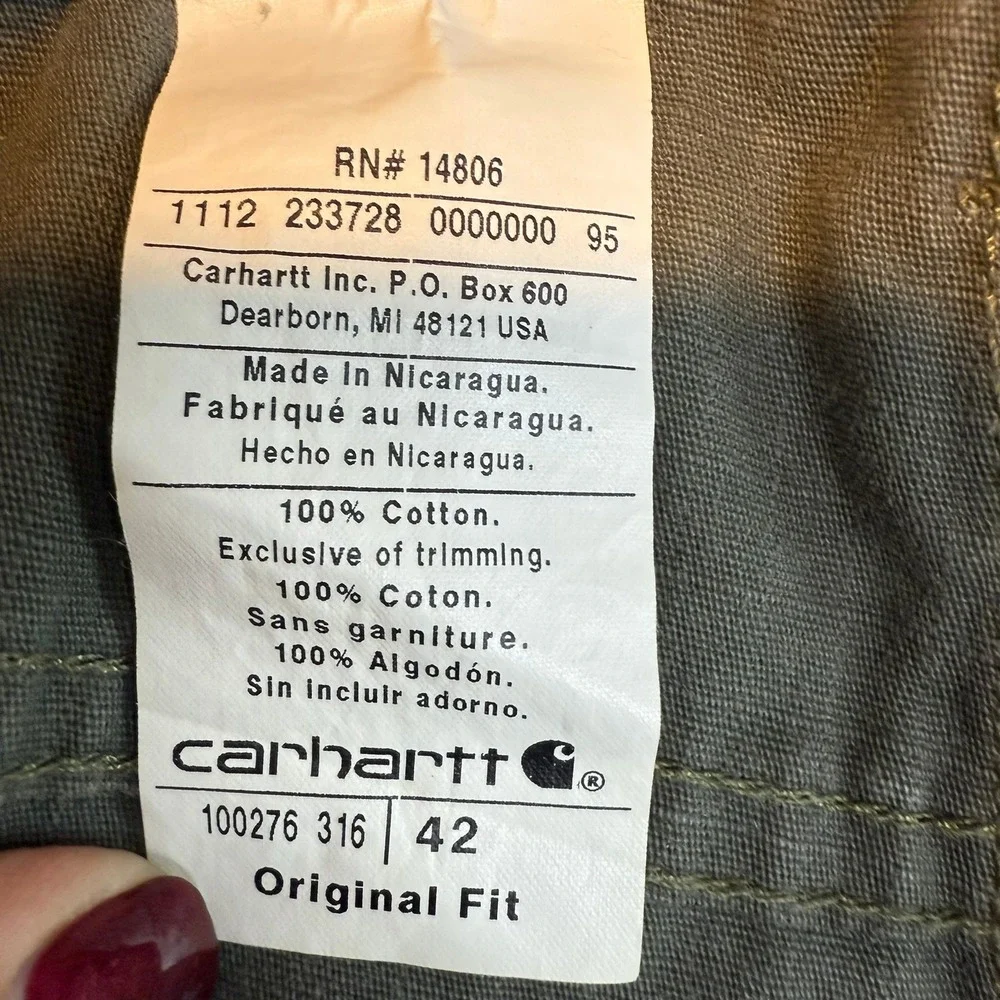 Vintage Carhartt Men Ripstop Shorts‎ Green Gorpcore Workwear Utility 42 Outdoor